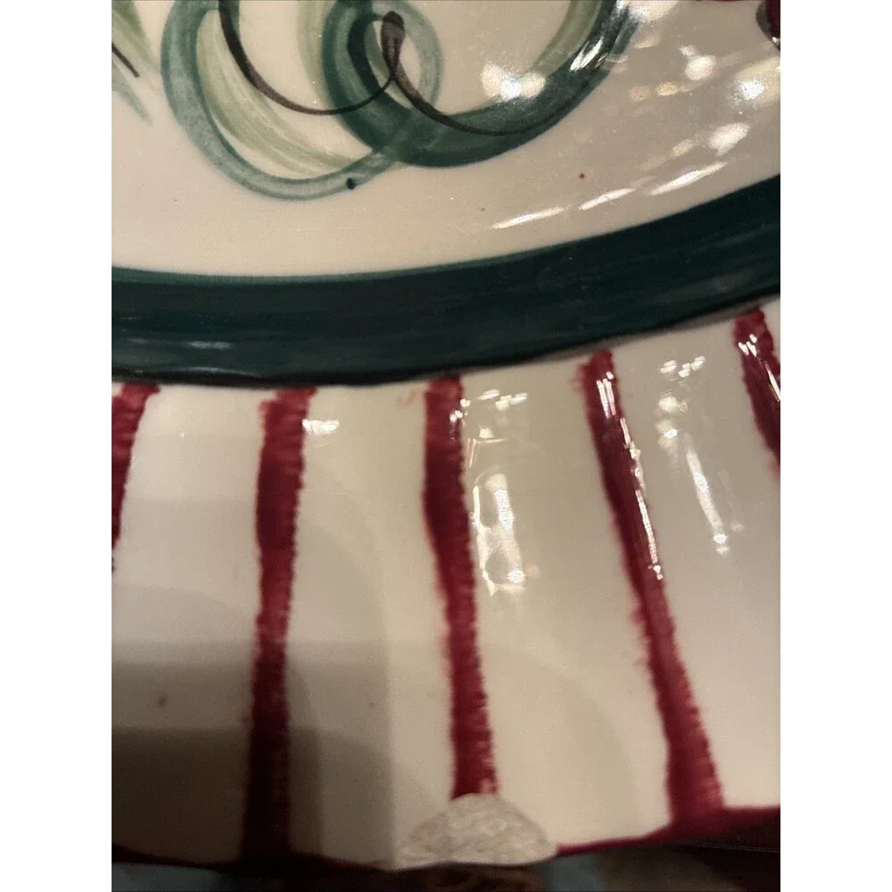 Vintage Gail Pittman Hollylujah Christmas Holly Fluted Platter 14 Inch
